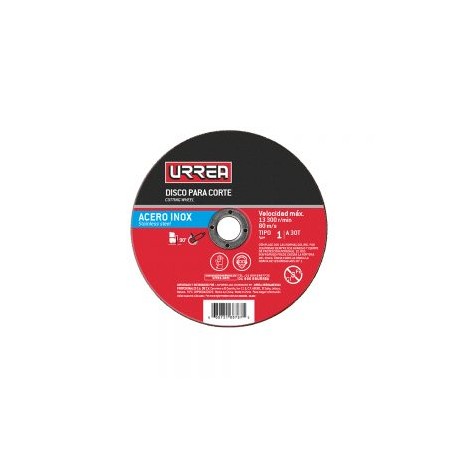 DISCO DE CORTE URREA AMSS04 PARA ACERO INOXIDABLE TIPO 1 GRANO 60  4-1/2” X 3/64