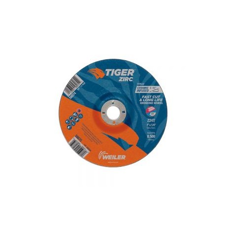 DISCO DE DESBASTE WEILER TIGER ZIRC 58075 GRANO 24 TIPO 27 7” X 1/4” X 7/8”