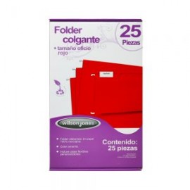 FOLDER TAMAÑO OFICIO COLGANTE ACCO WILSON JONES P3633 ROJO PAQUETE CON 25 PIEZAS