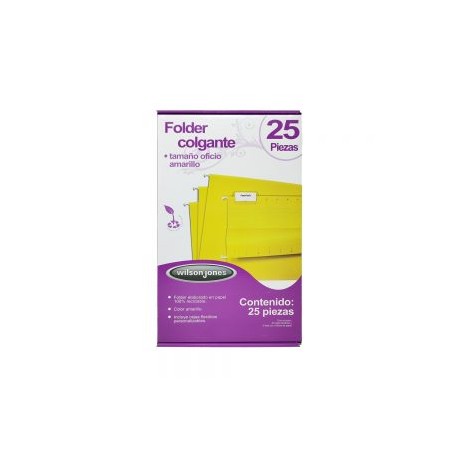 FOLDER TAMAÑO OFICIO COLGANTE ACCO WILSON JONES P3635 AMARILLO PAQUETE CON 25 PIEZAS