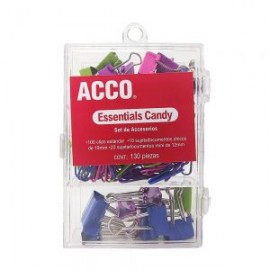 KIT DE ACCESORIOS ACCO P4722 COLORES NEON CONTIENE SUJETA DOCUMENTOS Y CLIP 130 PIEZAS