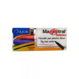 MARCADOR PARA PIZARRON AZOR MAGISTRAL DIDACTICO FINO PAQUETE 4 PIEZAS VARIOS COLORES PUNTA DE BALA