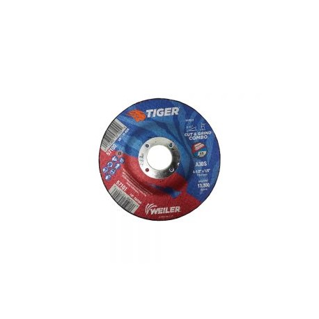 DISCO COMBO WEILER TIGER 57101 GRANO 30 TIPO 27 CORTE Y DESBASTE A30S 7/8”X4-1/2”X1/8”