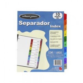 SEPARADOR PARA CARPETA ACCO WILSON JONES P1347 DEL 1 AL 10 CON NUMERO INDEX