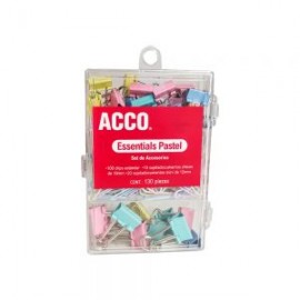 KIT DE ACCESORIOS ACCO P3198 CONTIENEN SUJETA DOCUMENTOS Y CLIP 130 PIEZAS COLORES PASTEL